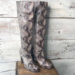 Stuart Weitzman Snake Print Heeled Boots